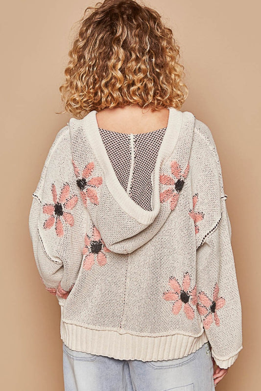 POL Floral Pattern Hooded High-Low Sweater Shirt Apparel Clothing Tops POL Ship from USA Shirts USA Women Trendsi https://www.cyberehub.com