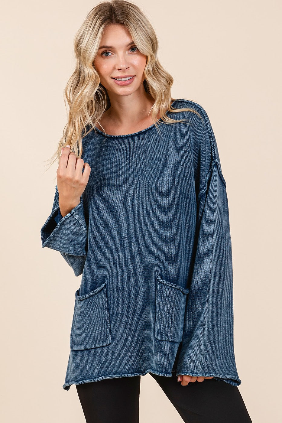 Mittoshop Mineral Wash Patch Pocket Cut Edge Sweater Tops/Jackets/Sweaters Clothing Tops Mittoshop Ship from USA TikTok Trendsi USPS Walmart Trendsi https://www.cyberehub.com
