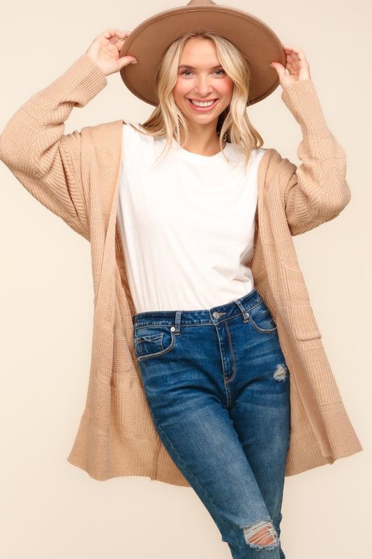 Haptics Stripe Textured Open Front Cardigan with Pockets Taupe Shirt Apparel Clothing Tops Haptics Ship from USA Shirts USA Women Trendsi https://www.cyberehub.com