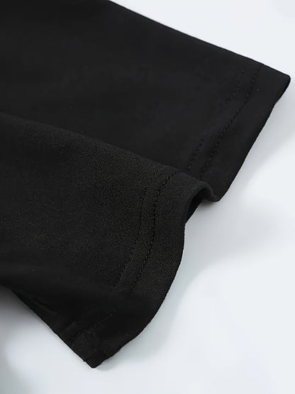 Men's Novel Letter Printed T-shirt, Polyester Blend, Casual Round Neck T-shirt, Machine Washed, Comfortable Regular Fit Apparel/Shirt/Graphic Shirt SNULLO https://www.cyberehub.com