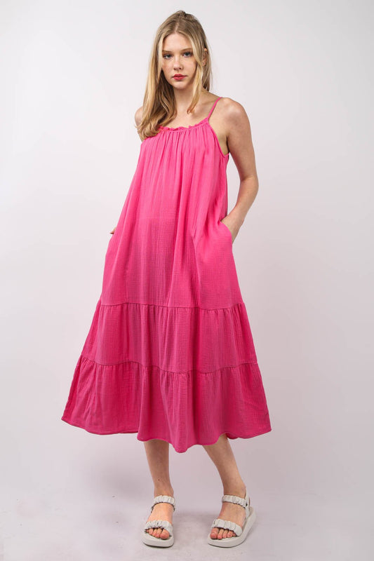 VERY J Ruffled A-Line Midi Cami Dress Fuchsia Apparel/Dress Dress Ship from USA TikTok Trendsi USPS VERY J Walmart Walmart Apparel Trendsi https://www.cyberehub.com