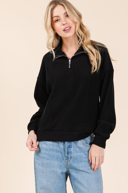 BOMBOM Quarter Zip Long Sleeve Sweatshirt with Pockets Apparel/Tops BOMBOM Ship from USA TikTok Tops Trendsi USPS Walmart Walmart Apparel Trendsi https://www.cyberehub.com