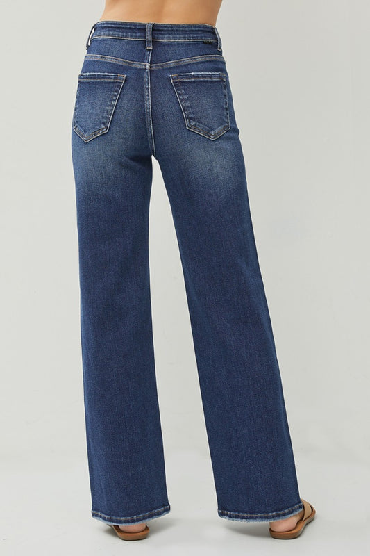 RISEN Full Size High Rise Distressed Wide Leg Jeans Bottoms Bottoms Clothing RISEN Ship from USA Women Trendsi https://www.cyberehub.com