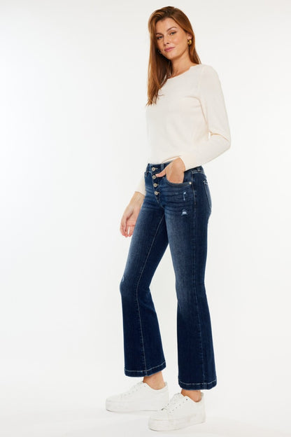 Kancan Mid Rise Button Fly Flare Jeans Bottoms Bottoms Clothing Kancan Ship from USA Women Trendsi https://www.cyberehub.com