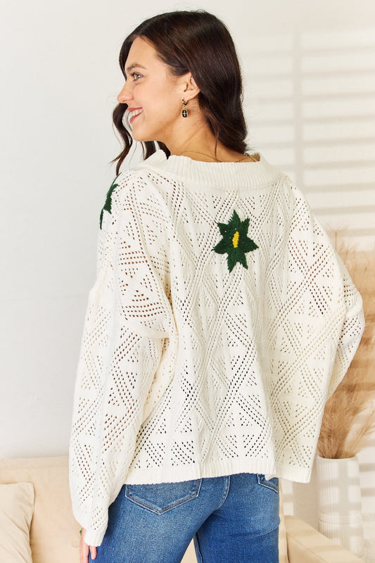POL Floral Embroidered Pattern V-Neck Sweater Tops/Jackets/Sweaters Clothing Tops POL Ship from USA TikTok Trendsi USPS Walmart Trendsi https://www.cyberehub.com