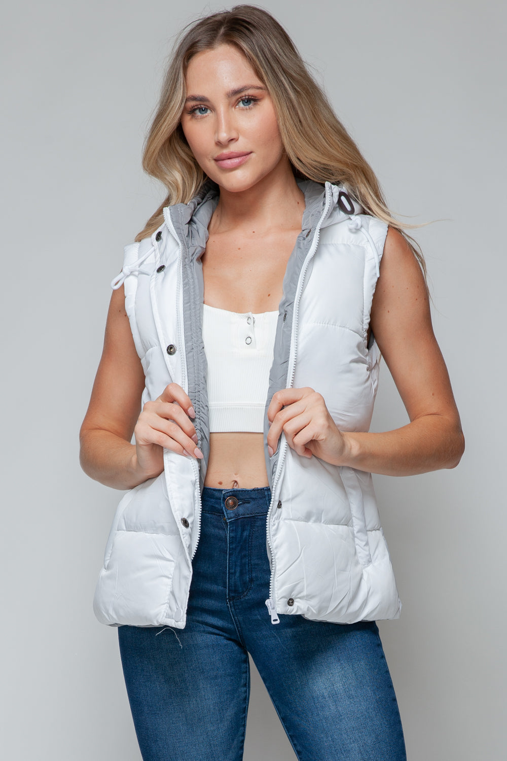 Snobbish Snap and Zip Closure Hooded Vest Shirt Apparel Clothing Tops Ship from USA Shirts Snobbish USA Women Trendsi https://www.cyberehub.com