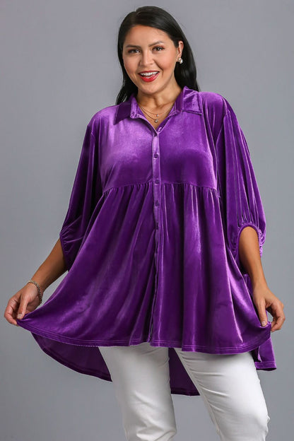 Umgee Full Size Button Down Tiered Back High Low Shirt Apparel/Tops Ship from USA TikTok Tops Trendsi Umgee USA USPS Walmart Walmart Apparel Trendsi https://www.cyberehub.com