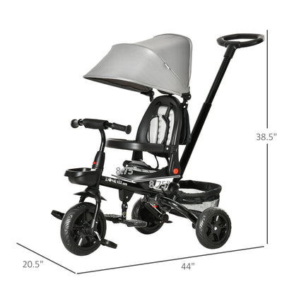 Baby Tricycle 4 In 1 Trike w/ Reversible Angle Adjustable Seat Removable Handle Canopy Handrail Belt Storage Footrest Brake Clutch for 1-5 Years Old Grey Giga GNJ Kids Toys Giga https://www.cyberehub.com