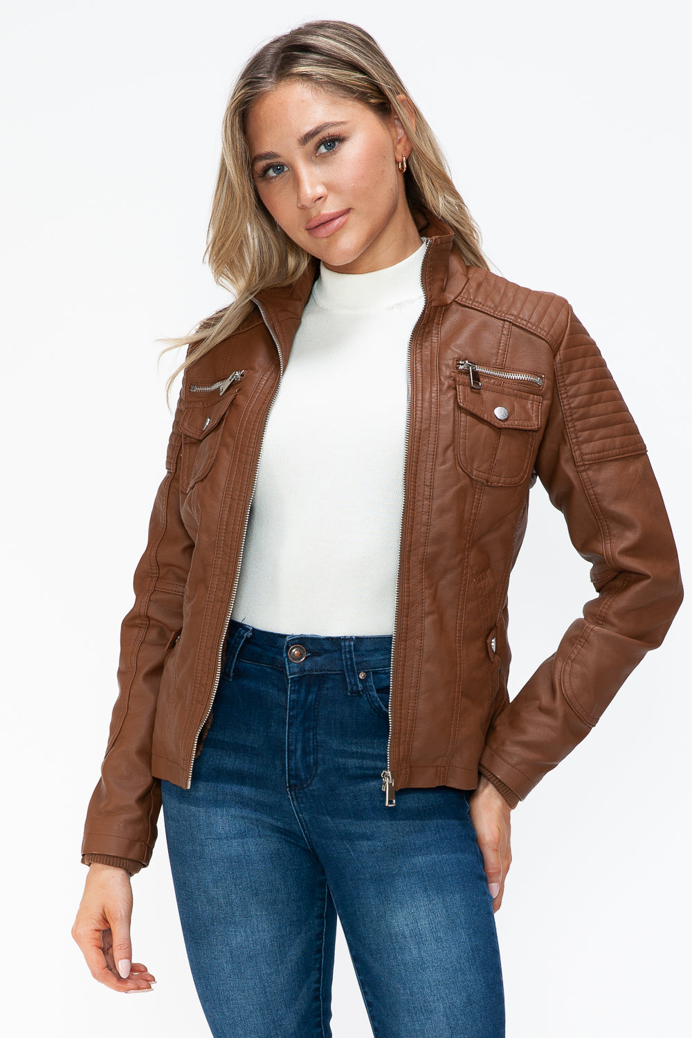YMI Removable Faux Layered Multi-Pocket Jacket with Fuzzy Hood Apparel Featured Ship from USA Tiktok Trendsi USA USPS Walmart YMI outerwear Trendsi https://www.cyberehub.com