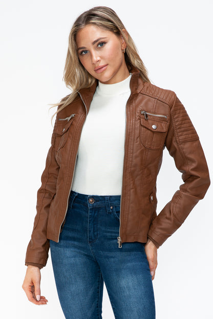 YMI Removable Faux Layered Multi-Pocket Jacket with Fuzzy Hood Apparel Featured Ship from USA Tiktok Trendsi USA USPS Walmart YMI outerwear Trendsi https://www.cyberehub.com