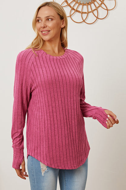 Basic Bae Full Size Ribbed Thumbhole Sleeve T-Shirt Hot Pink Apparel/Tops Basic Bae Ship from USA TikTok Tops Trendsi USPS Walmart Walmart Apparel Trendsi https://www.cyberehub.com