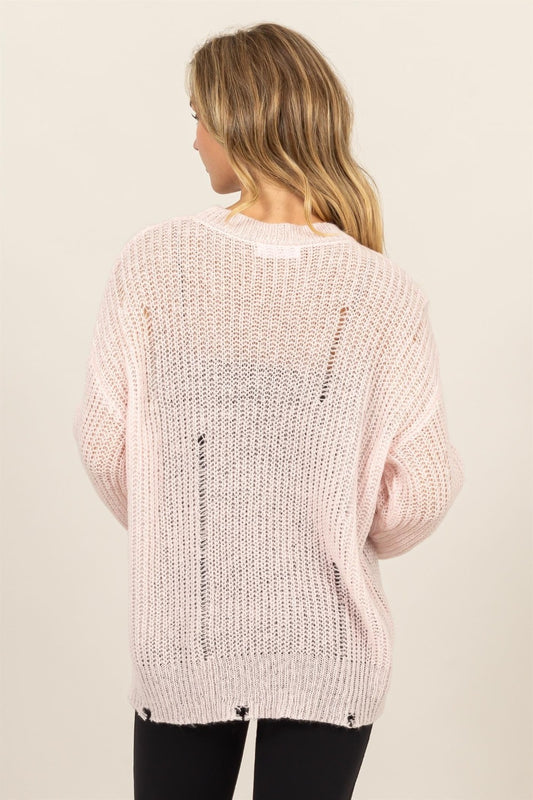 HYFVE Distressed Long Sleeve Knit Top Shirt Apparel Clothing Tops HYFVE Ship from USA Shirts USA Women Trendsi https://www.cyberehub.com