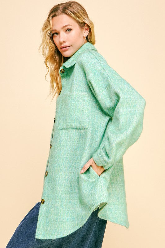Davi & Dani Curved Hem Heathered Dropped Shoulder Shacket Apparel Apparel Davi & Dani Ship from USA TikTok Trendsi Trendsi https://www.cyberehub.com