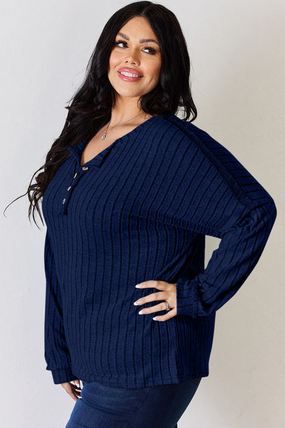 Basic Bae Full Size Ribbed Half Button Long Sleeve T-Shirt Apparel/Tops Basic Bae Ship from USA TikTok Tops Trendsi USPS Walmart Walmart Apparel Trendsi https://www.cyberehub.com