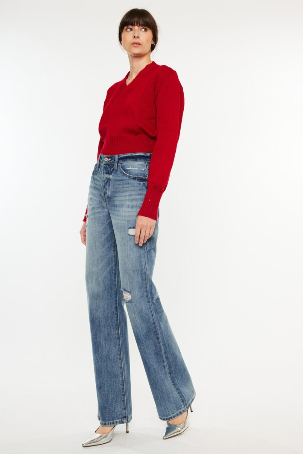 Kancan Distressed High Waist Bootcut Jeans Bottoms Bottoms Clothing Kancan Ship from USA Women Trendsi https://www.cyberehub.com