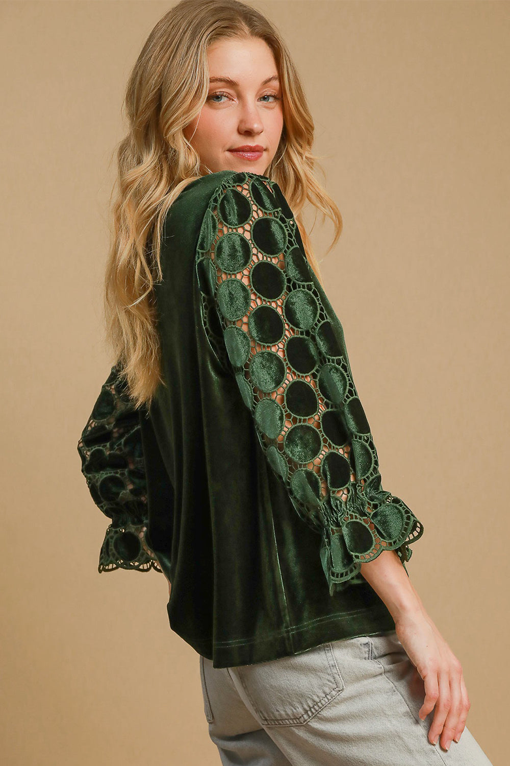 Umgee Polka Dot Lace Long Sleeve Round Neck Blouse Apparel Apparel Ship from USA TikTok Trendsi Umgee USA Trendsi https://www.cyberehub.com