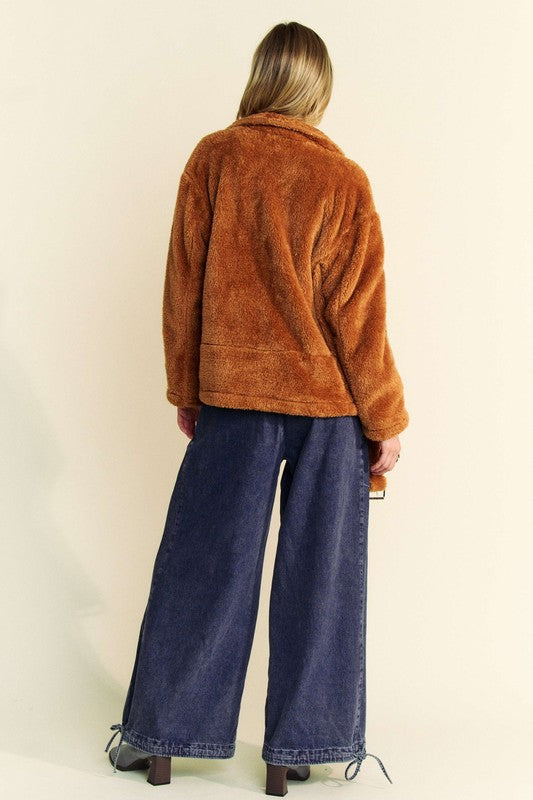 Davi & Dani Fuzzy Zip Up Collared Neck Jacket Apparel Apparel Davi & Dani Ship from USA TikTok Trendsi Trendsi https://www.cyberehub.com