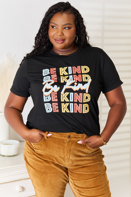 Simply Love BE KIND Graphic Round Neck T-Shirt Black Apparel/Tops Ship from USA Simply Love TikTok Tops Trendsi USPS Walmart Walmart Apparel Trendsi https://www.cyberehub.com
