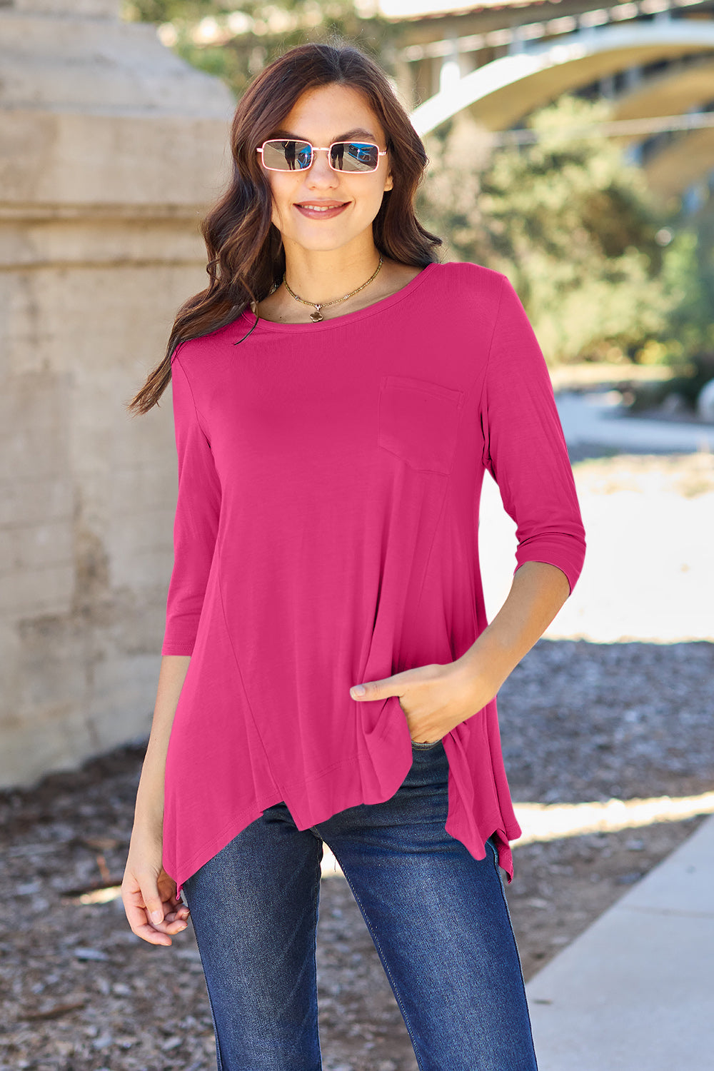 Basic Bae Full Size Round Neck Pocketed T-Shirt Apparel/Tops Basic Bae Ship from USA TikTok Tops Trendsi USPS Walmart Walmart Apparel Trendsi https://www.cyberehub.com