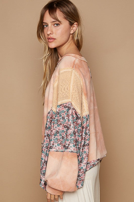 POL Floral Patchwork Round Neck Knit Top Tops/Jackets/Sweaters Clothing Tops POL Ship from USA TikTok Trendsi USPS Walmart Trendsi https://www.cyberehub.com