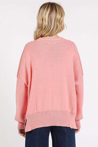 Mittoshop Side Slit Round Neck Drop Shoulder Sweater Apparel Apparel Mittoshop Ship from USA TikTok Trendsi Trendsi https://www.cyberehub.com