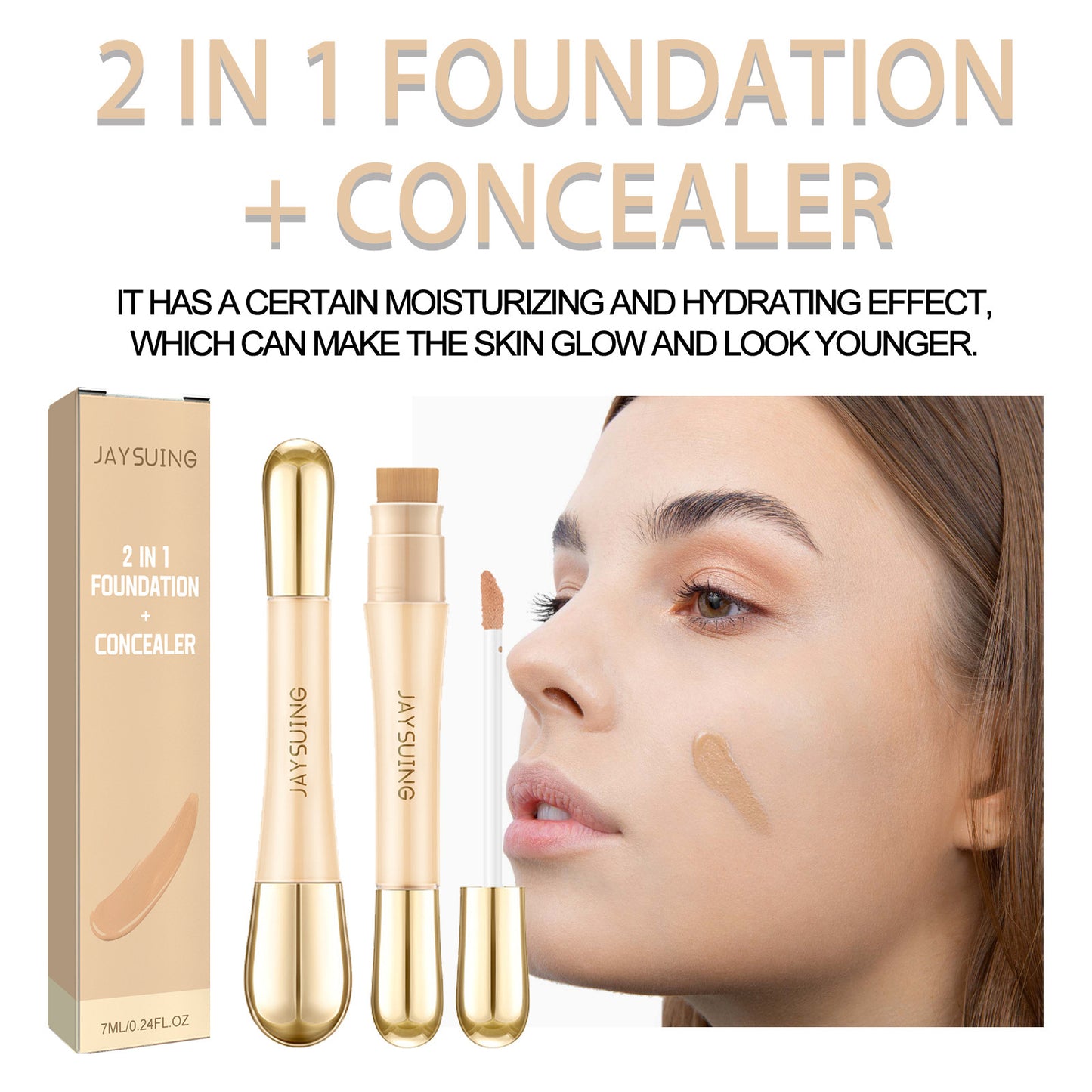 Jaysuing 2 In 1 Foundation + Concealer, Blemish Print Natural Concealer Long-Lasting Makeup Invisible Pore Concealer Health Eprolo https://www.cyberehub.com
