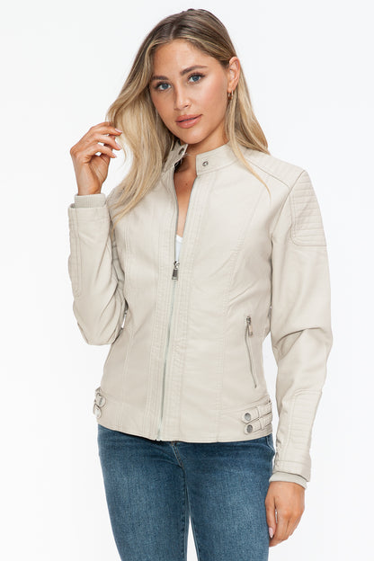 Snobbish Faux Leather Biker Jacket with Side Zip Pockets Tops/Jackets/Sweaters Clothing Tops Ship from USA Snobbish TikTok Trendsi USPS Walmart Trendsi https://www.cyberehub.com