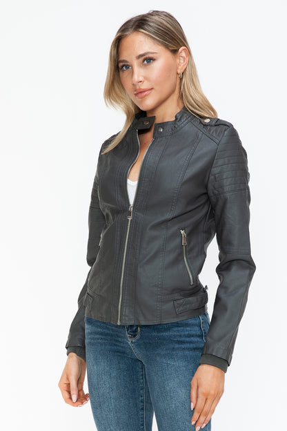 Snobbish PU Leather Biker Jacket with Side Zip Pockets Apparel Featured Ship from USA Snobbish Tiktok Trendsi USA USPS Walmart Trendsi https://www.cyberehub.com