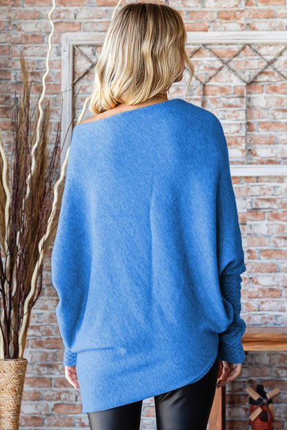 First Love Full Size Asymmetrical Hem Dolman Sleeve Sweater Shirt Apparel Clothing Tops First Love Ship from USA Shirts USA Women Trendsi https://www.cyberehub.com
