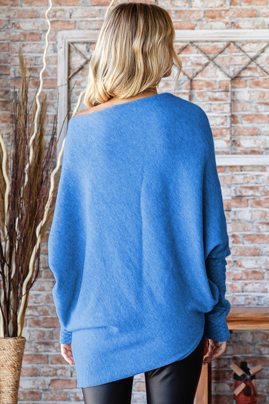 First Love Full Size Asymmetrical Hem Dolman Sleeve Sweater Shirt Apparel Clothing Tops First Love Ship from USA Shirts USA Women Trendsi https://www.cyberehub.com