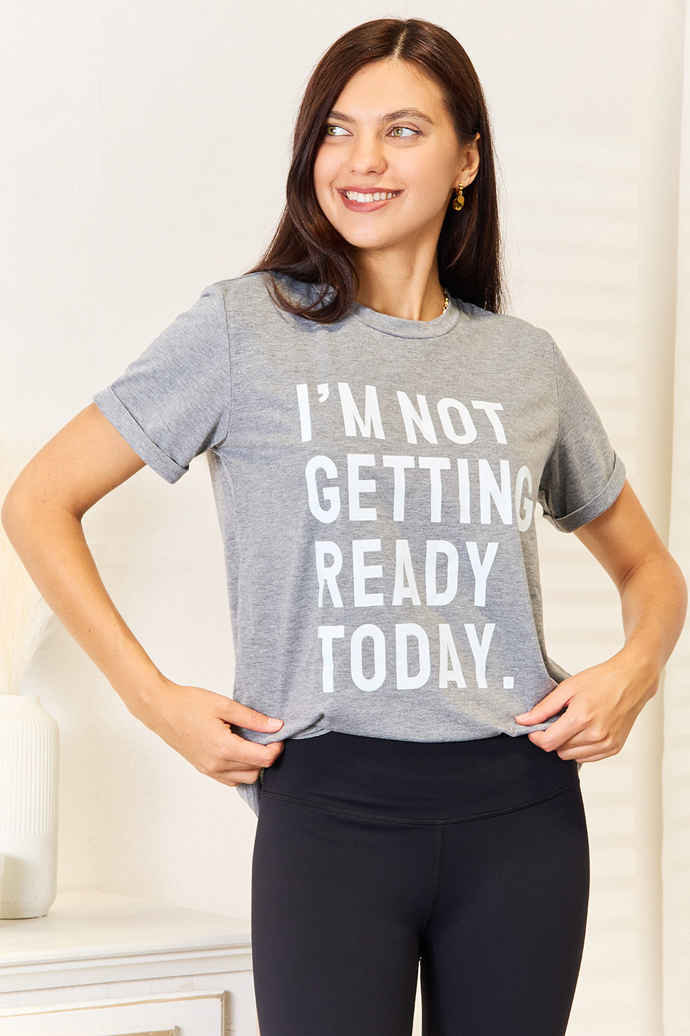 Simply Love I'M NOT GETTING READY TODAY Graphic T-Shirt Apparel/Tops Doorbusters Ship from USA Simply Love TikTok Tops Trendsi USPS Walmart Walmart Apparel Trendsi https://www.cyberehub.com