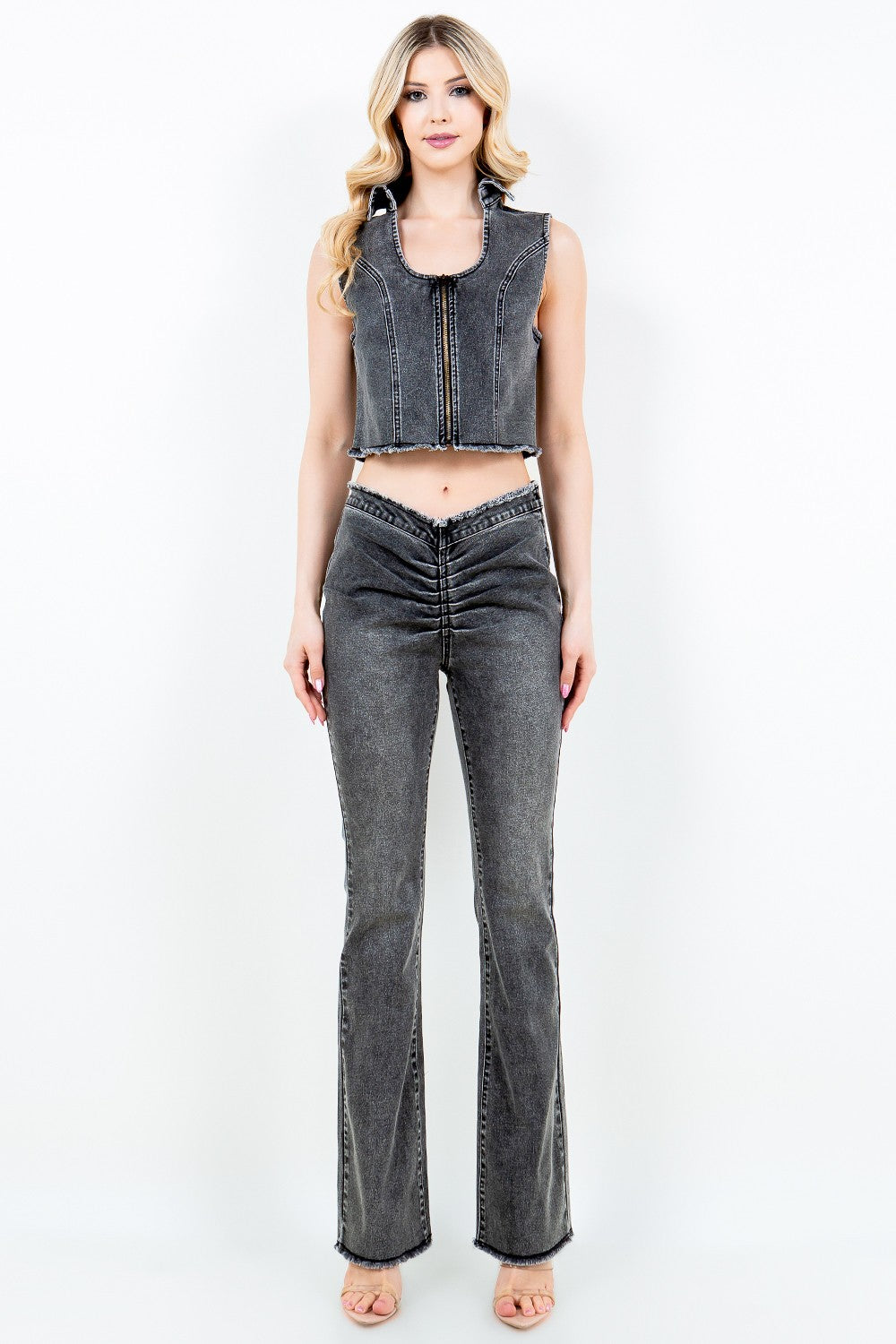 American Bazi Zip Up Washed Crop Denim Vest Tops/Jackets/Sweaters American Bazi Clothing Tops Ship from USA TikTok Trendsi USPS Walmart Trendsi https://www.cyberehub.com