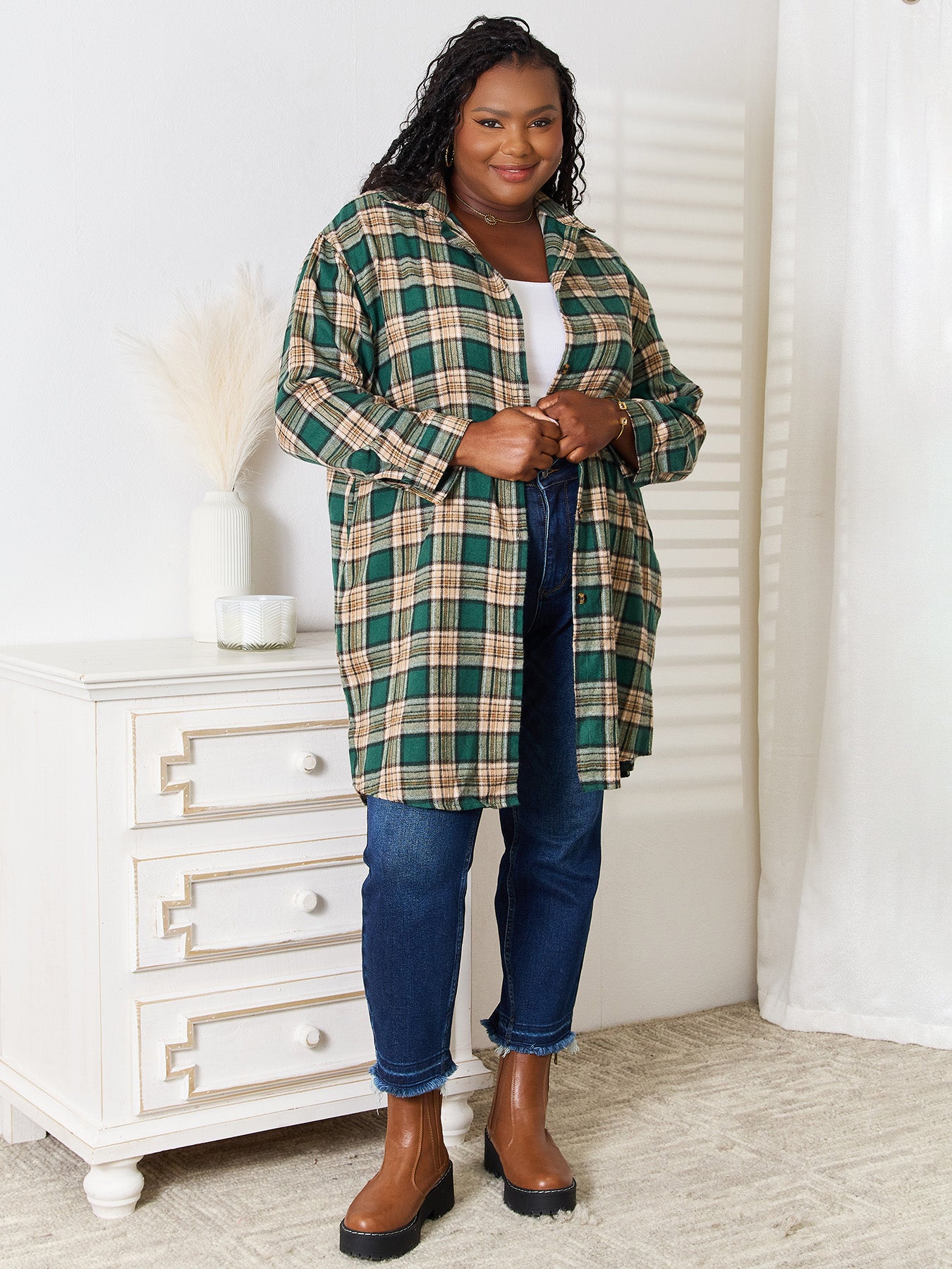 Mandy Plaid Collared Neck Long Sleeve Shirt Apparel/Tops Doorbusters Mandy Ship from USA TikTok Tops Trendsi USPS Walmart Walmart Apparel Trendsi https://www.cyberehub.com