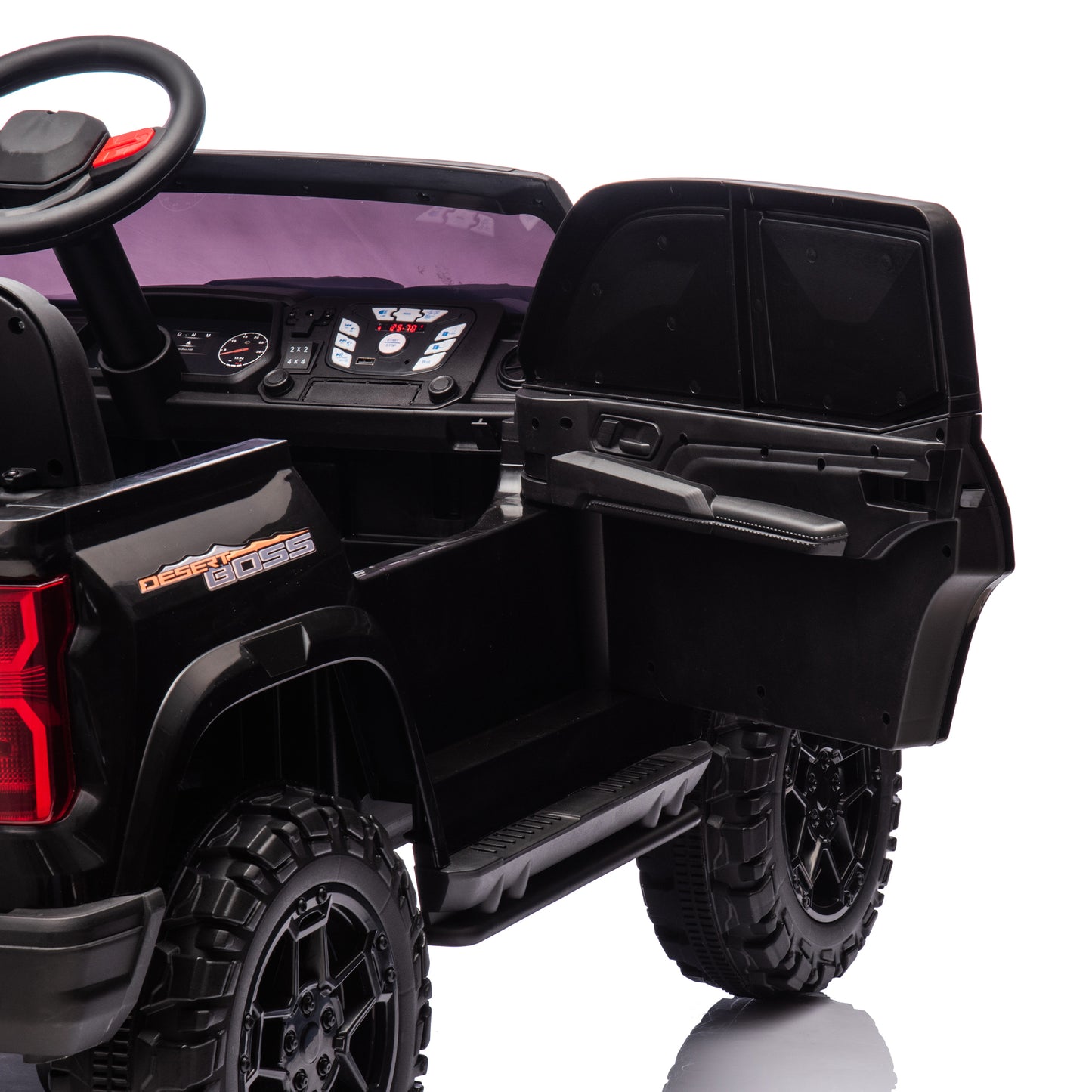 24V10A Two-seater Kids Ride On Electric Pickup, kids ride on toy W/parents remote control,4WD 800W motors,Two Safety belts,High Gate Safety Design,USB,Bluetooth, Speed 2.49-3.73MPH for kids aged 3+. Giga Kids Toys Giga https://www.cyberehub.com