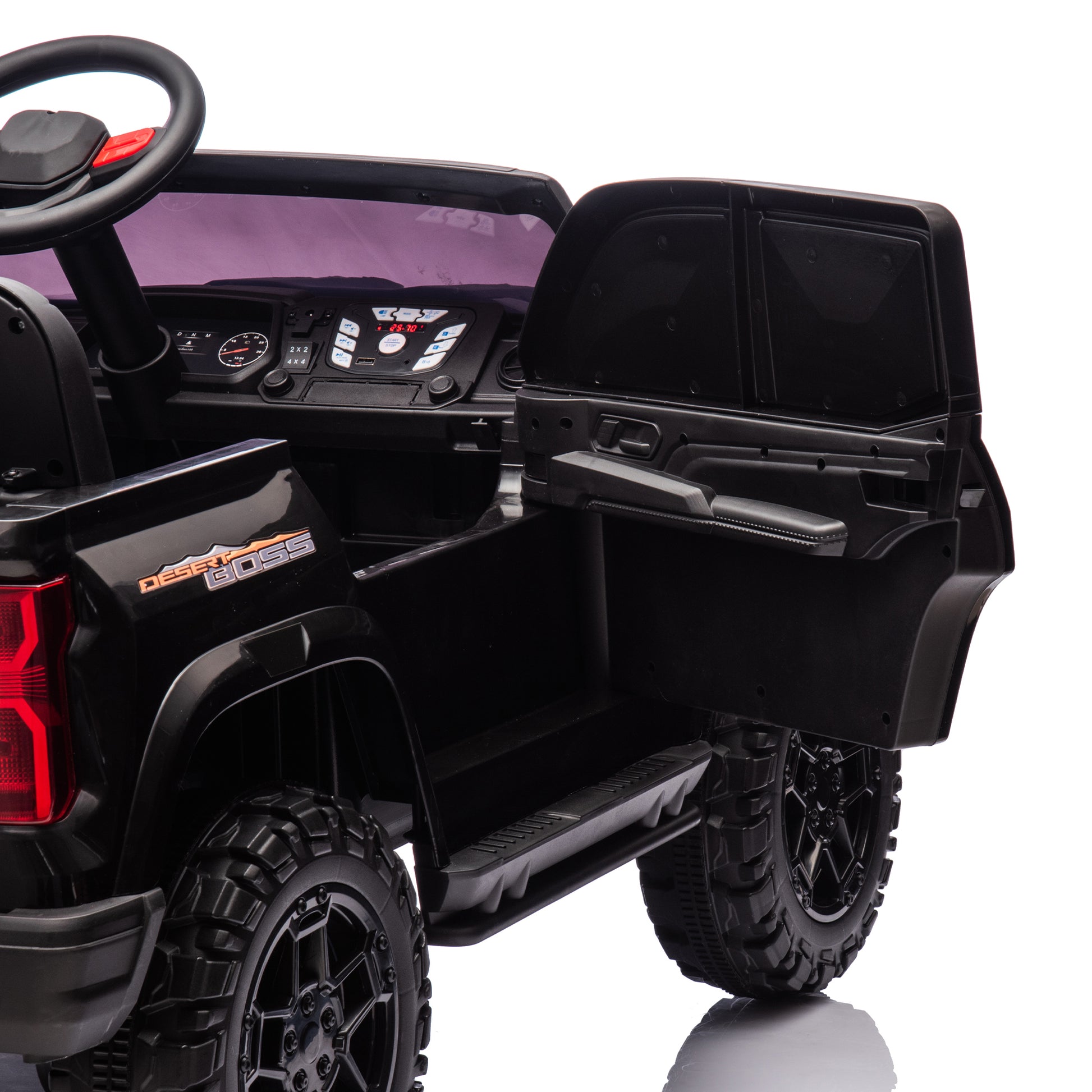 24V10A Two-seater Kids Ride On Electric Pickup, kids ride on toy W/parents remote control,4WD 800W motors,Two Safety belts,High Gate Safety Design,USB,Bluetooth, Speed 2.49-3.73MPH for kids aged 3+. Giga Kids Toys Giga https://www.cyberehub.com