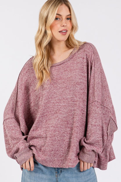 SAGE + FIG Round Neck Batwing Sleeve Oversize Top Apparel Apparel SAGE+FIG Ship from USA TikTok Trendsi Trendsi https://www.cyberehub.com
