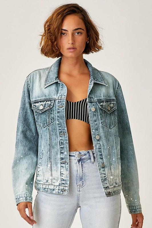 RISEN Button Up Ombre Washed Jacket Light Ombre Shirt Apparel Clothing Tops RISEN Ship from USA Shirts USA Women Trendsi https://www.cyberehub.com