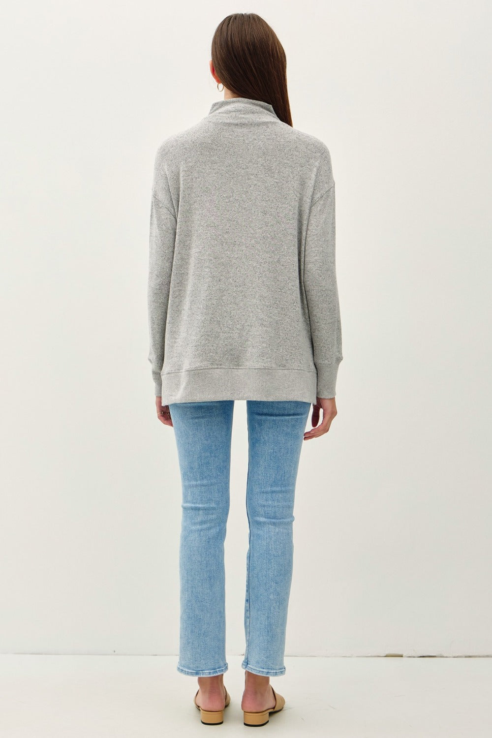 Be Cool Side Slit Mock Neck Long Sleeve Tunic Top Apparel/Tops BE COOL Ship from USA TikTok Tops Trendsi USPS Walmart Walmart Apparel Trendsi https://www.cyberehub.com