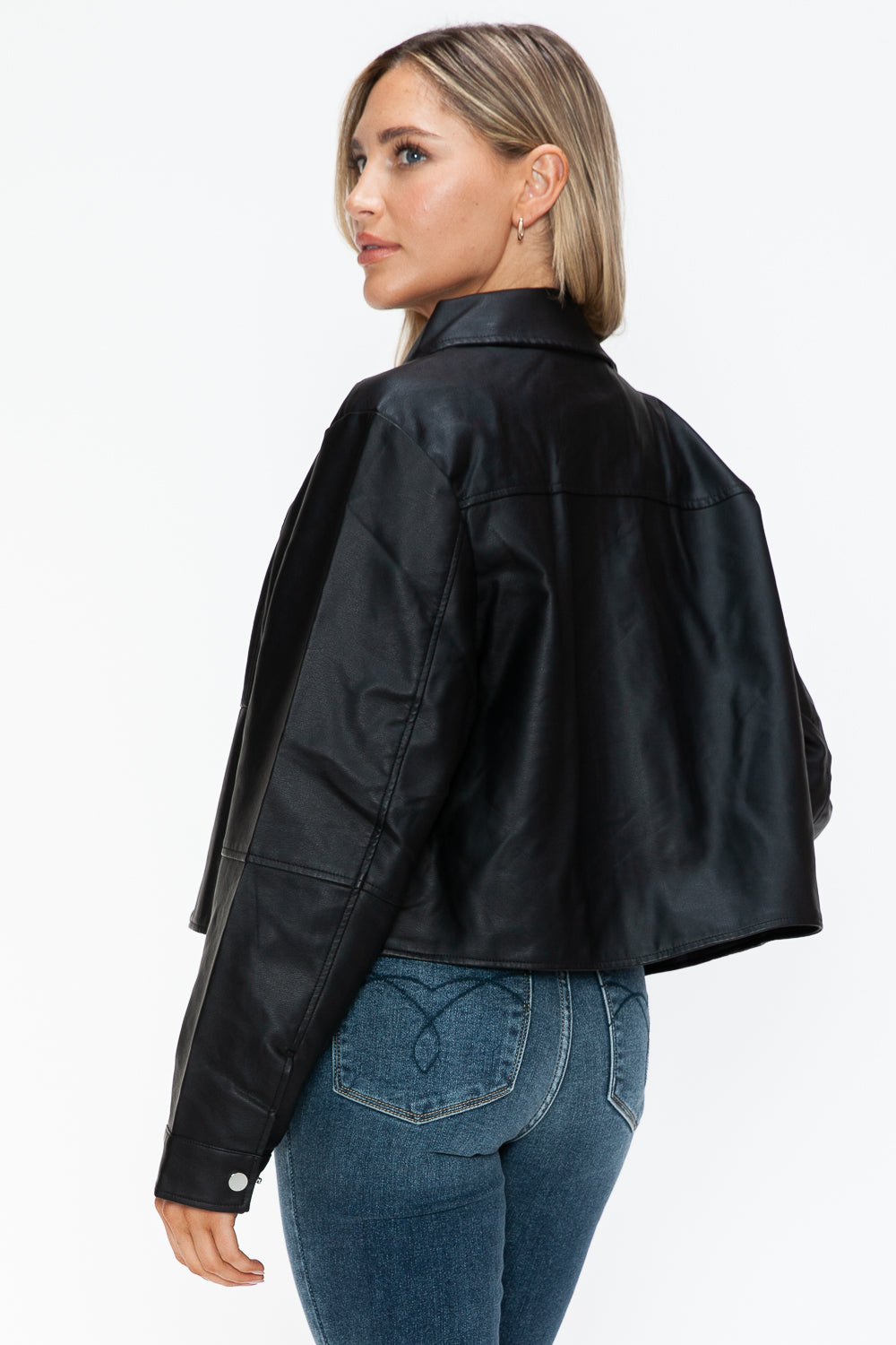 Snobbish Snap Down Long Sleeve PU Leather Jacket Tops/Jackets/Sweaters Clothing Tops Ship from USA Snobbish TikTok Trendsi USPS Walmart Trendsi https://www.cyberehub.com