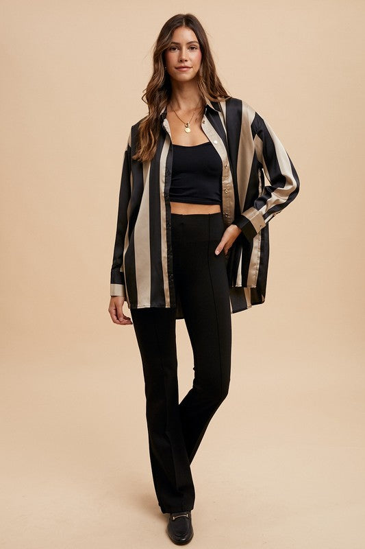 Annie Wear Striped Dropped Shoulder Button Up Shirt Apparel Annie Wear Apparel Ship from USA TikTok Trendsi Trendsi https://www.cyberehub.com