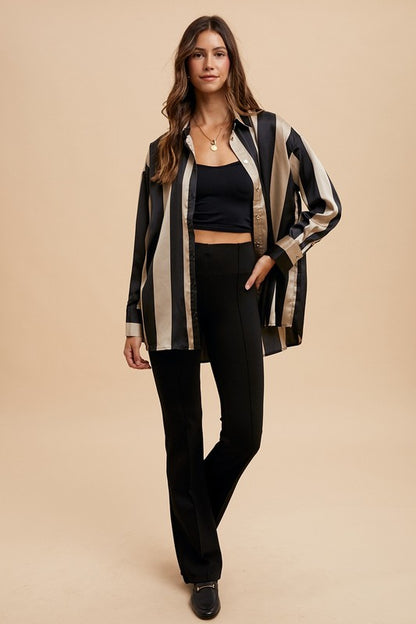 Annie Wear Striped Dropped Shoulder Button Up Shirt Apparel Annie Wear Apparel Ship from USA TikTok Trendsi Trendsi https://www.cyberehub.com