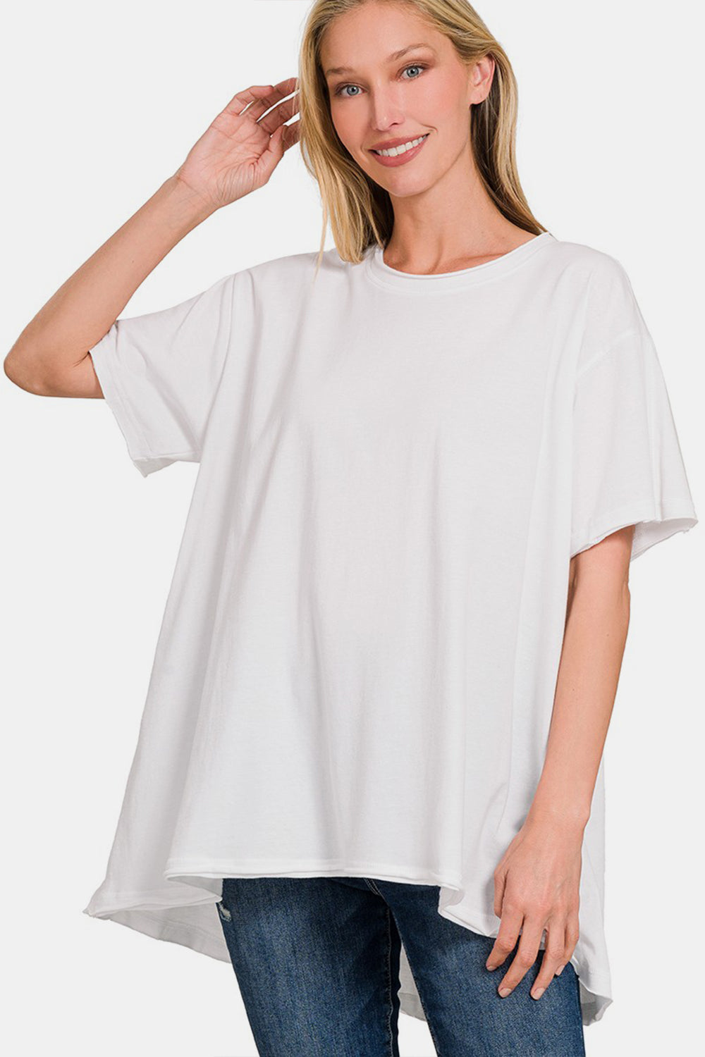 Zenana Round Neck Short Sleeve T-Shirt White Apparel/Tops Ship from USA TikTok Tops Trendsi USPS Walmart Walmart Apparel Zenana Trendsi https://www.cyberehub.com