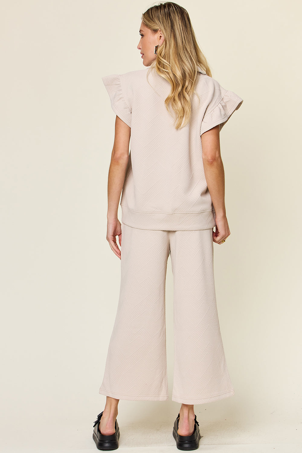 Double Take Texture Ruffle Short Sleeve Top and Drawstring Wide Leg Pants Set Apparel/Tops Double Take Ship from USA TikTok Tops Trendsi USPS Walmart Walmart Apparel Trendsi https://www.cyberehub.com