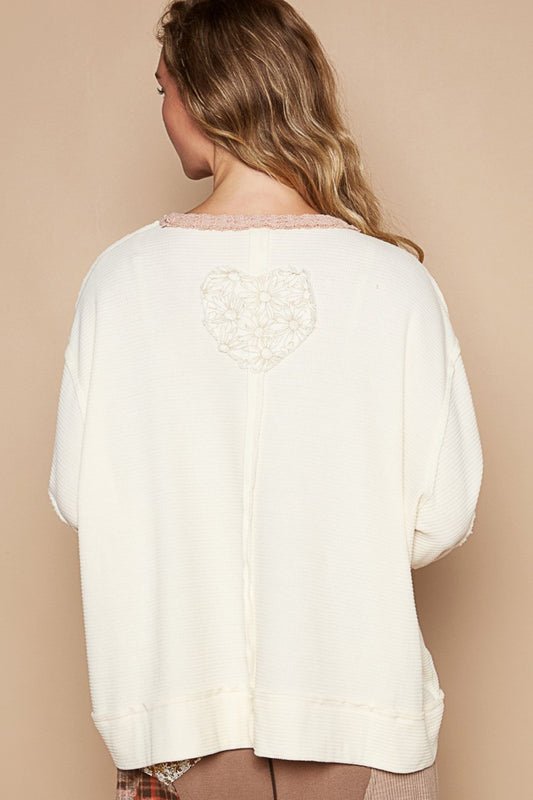 POL Round Neck Long Sleeve Thermal Knit Patch Top Shirt Apparel Clothing Tops POL Ship from USA Shirts USA Women Trendsi https://www.cyberehub.com