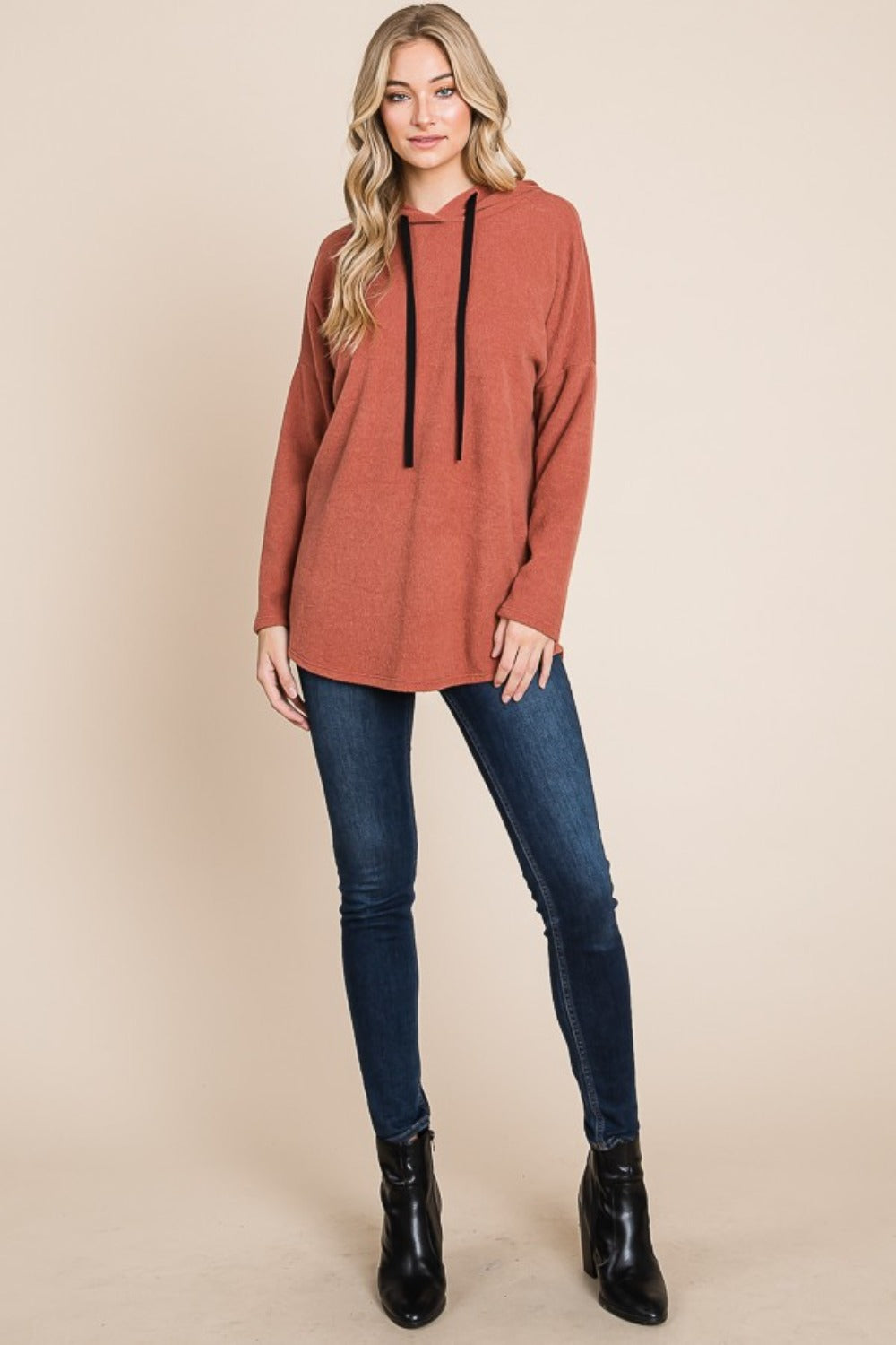 BOMBOM Contrast Drawstring Drop Shoulder Knit Hoodie Tops/Jackets/Sweaters BOMBOM Clothing Tops Ship from USA TikTok Trendsi USPS Walmart Trendsi https://www.cyberehub.com
