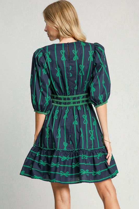 Umgee Ribbon Print Frill Contrast Velvet Trim Half Sleeve Dress Apparel Apparel Ship from USA TikTok Trendsi Umgee USA Trendsi https://www.cyberehub.com