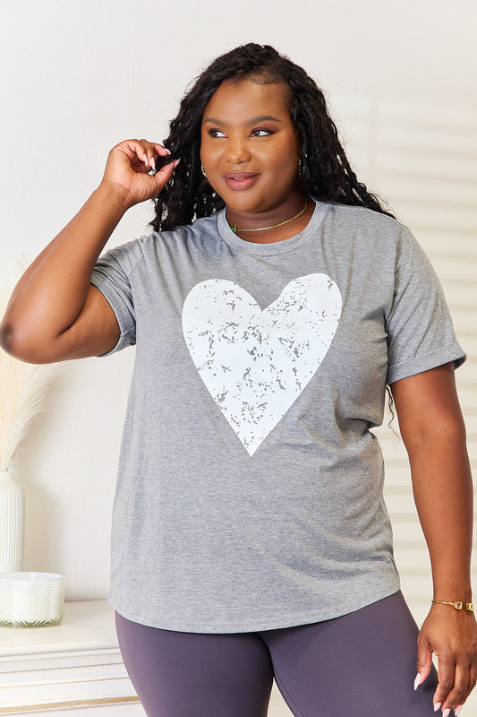 Simply Love Heart Graphic Cuffed Short Sleeve T-Shirt Gray Apparel/Tops Doorbusters Ship from USA Simply Love TikTok Tops Trendsi USPS Walmart Walmart Apparel Trendsi https://www.cyberehub.com