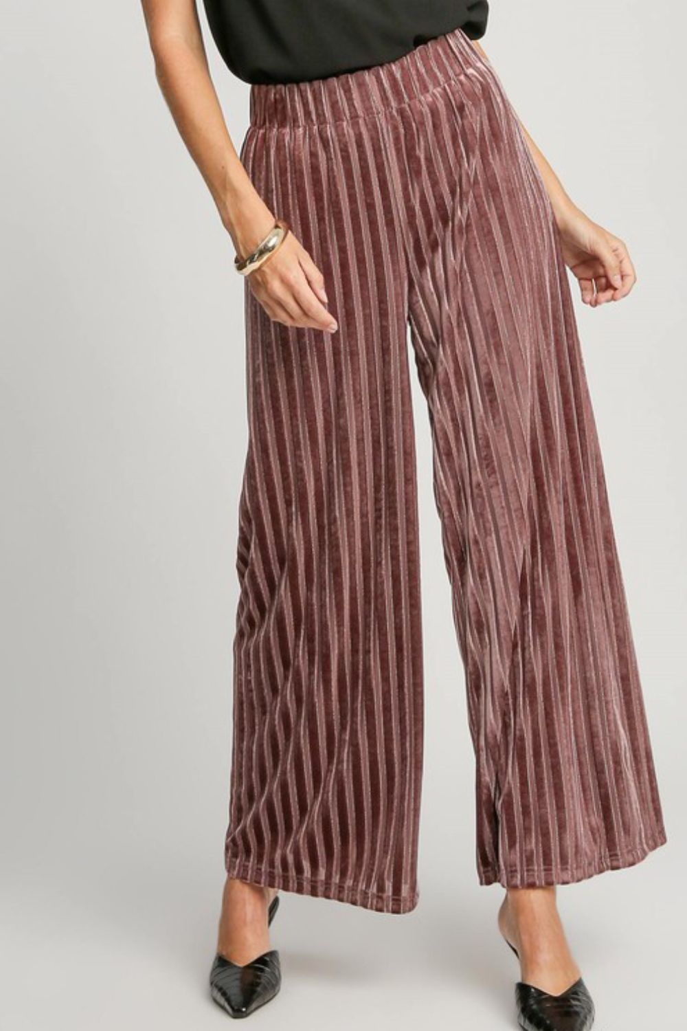 Umgee Full Size Elastic Waist Striped Wide Leg Velvet Pants Burgundy Apparel Apparel Ship from USA TikTok Trendsi Umgee USA Trendsi https://www.cyberehub.com