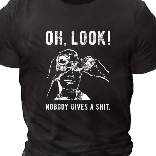 Men's Novelty T-shirt, Oversized Men Holding Telescope Pattern Printed T-shirt, Summer Short Sleeved T-shirt, Suitable For Tall Men, Men's Clothing Apparel/Shirt/Graphic Shirt SNULLO https://www.cyberehub.com