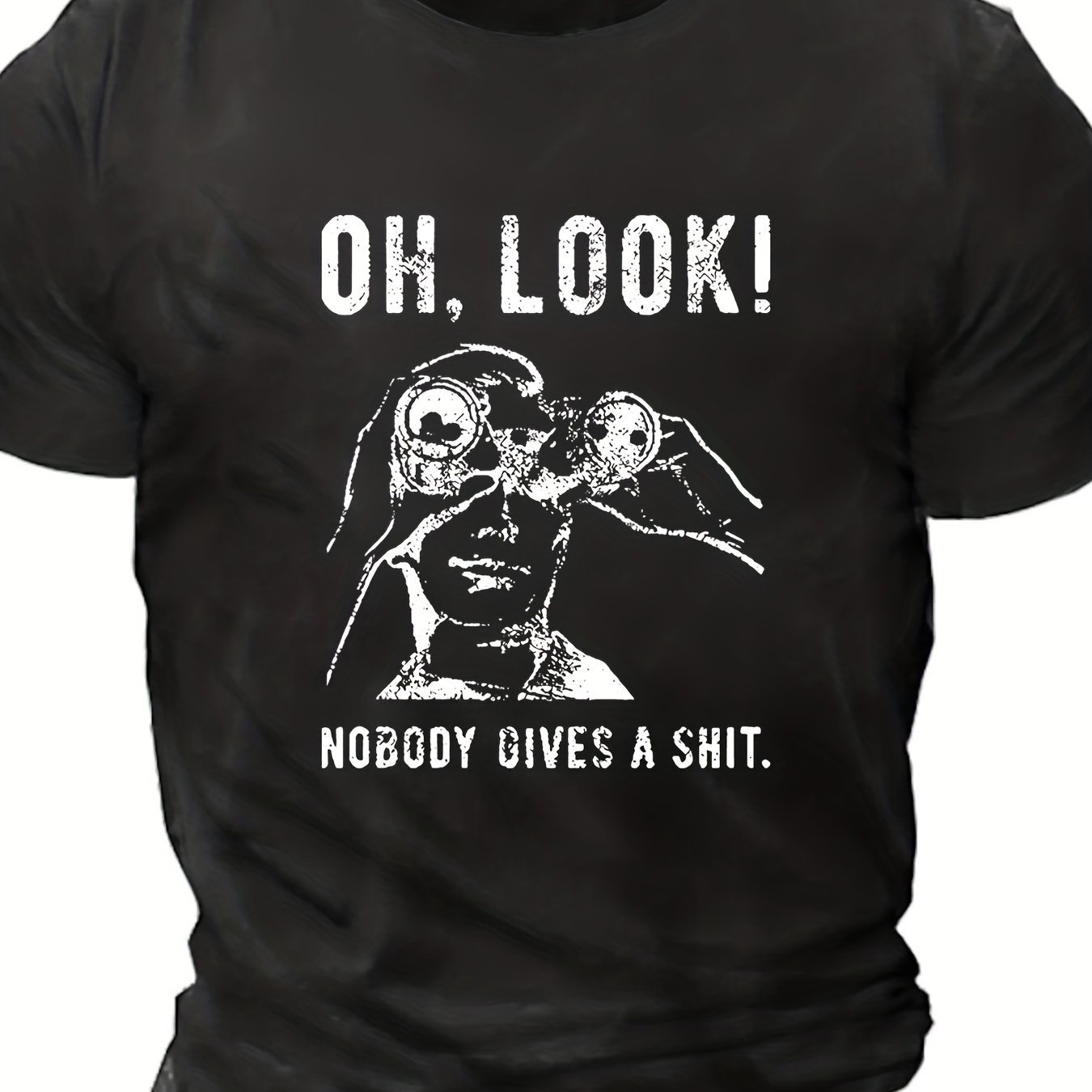 Men's Novelty T-shirt, Oversized Men Holding Telescope Pattern Printed T-shirt, Summer Short Sleeved T-shirt, Suitable For Tall Men, Men's Clothing Black Apparel/Shirt/Graphic Shirt SNULLO https://www.cyberehub.com